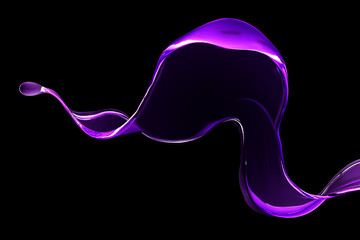 Splash fluid. 3d illustration, 3d rendering.