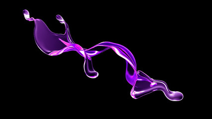 Splash fluid. 3d illustration, 3d rendering.