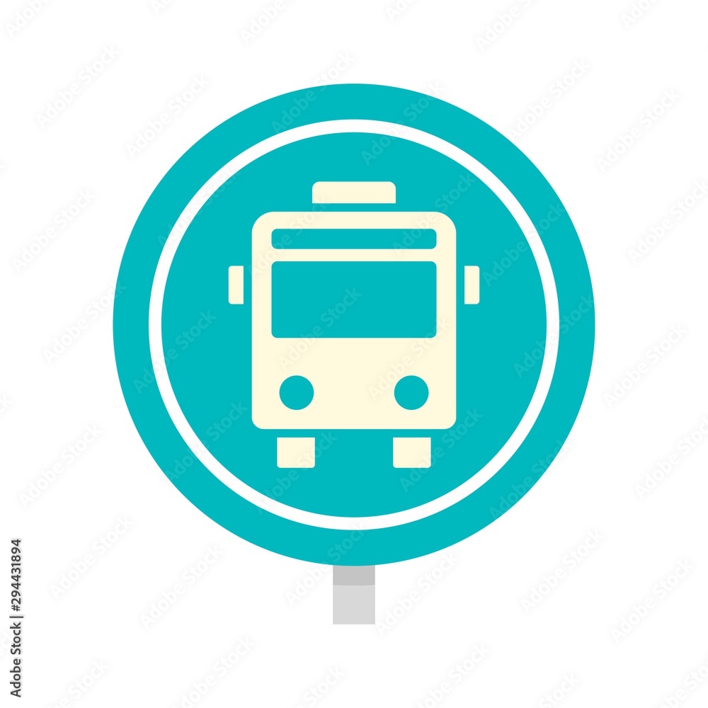 Poster circle bus stop sign icon. flat illustration of circle bus stop sign vector icon for web design