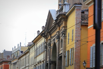 Fototapeta premium The facade of Church of Saint Antonio Abate, located in Republica street in Parma, Italy.