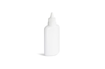 Blank white glue tube mock up stand isolated, side view