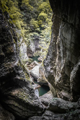 beautiful rocky formation of underground cave