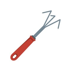 Metal hand rake icon. Flat illustration of metal hand rake vector icon for web design