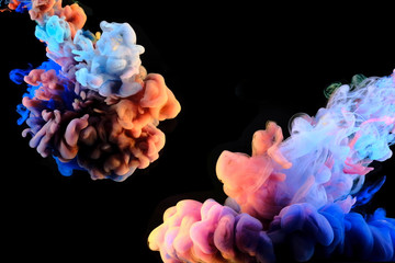 Obraz premium color mix paint splash isolated on white background, Splash of paint. Abstract background,