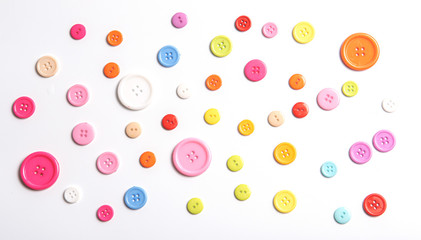 Top view Colorful Shirt Button Closeup isolated on White Background