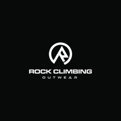 climbing logo simple initial of letter R in shaped of mountain design inspiration