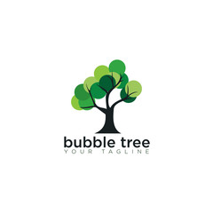 logo bubble tree, circular leaf vector