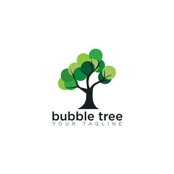 logo bubble tree, circular leaf vector