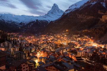 Fototapeta na wymiar Zermatt Valley and Matterhorn, Zermatt, Switzerland