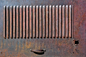 Old rusted Louvered car hood