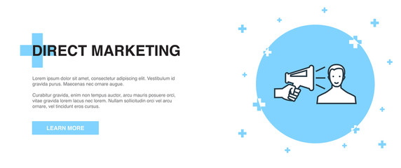 Direct Marketing icon, banner outline template concept. Direct Marketing line illustration