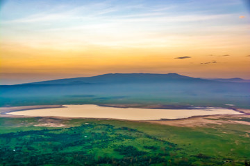 sunset over ngorongoro crater