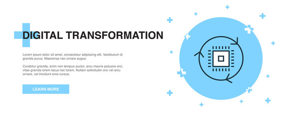 digital transformation icon, banner outline template concept. digital transformation line illustration