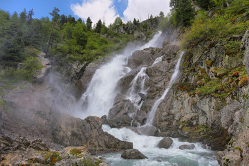 Fototapeta na wymiar Rutor Waterfall in aosta Valley, Italy