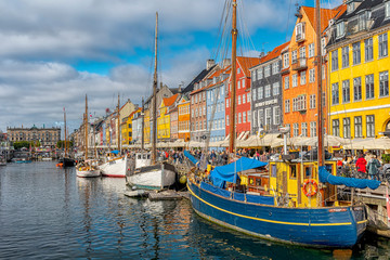 Fototapeta na wymiar Copenhagen Nyhavn District Classic View