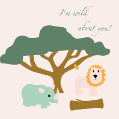 Jungle animals in a cute vector illustration