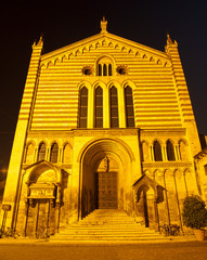 VERONA - JANUARY 28: Nightly portal of San Fermo Maggiore church on January 28, 2013 in Verona,...