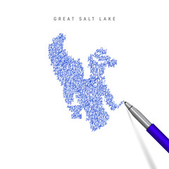 Great Salt Lake sketch scribble map isolated on white background. Hand drawn vector map of Great Salt Lake.