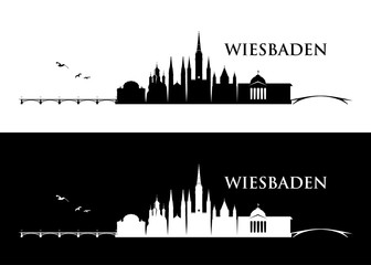 Wiesbaden skyline - Germany - vector illustration - obrazy, fototapety, plakaty