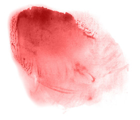 Abstract watercolor background hand-drawn on paper. Volumetric smoke elements. Red color. For design, web, card, text, decoration, surfaces.