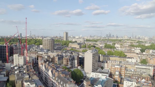 Aerial establishing shot of Knightsbridge and Buckingham Palace, london