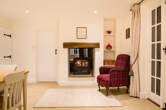 Country Home Interior With Wood Burner