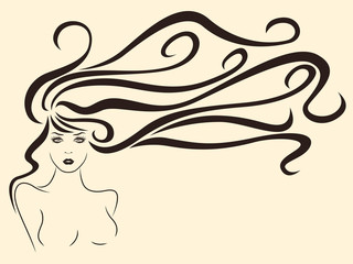 Beautiful woman with luxury hair in flow