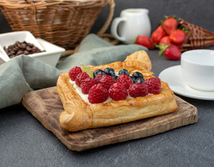Puff Pastry Fruit Tart with Ricotta Cream Filling. Perfect little individual dessert