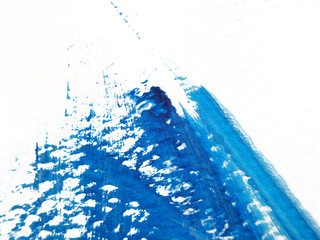 Blue and white acrylic painting texture on white paper background by using rorschach inkblot method.