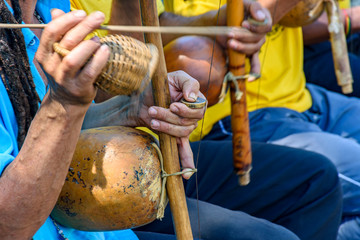 Brazilian musical instrument called berimbau and usually used during capoeira brought from africa...