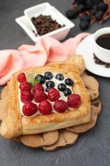 Puff Pastry Fruit Tart with Ricotta Cream Filling. Perfect little individual dessert