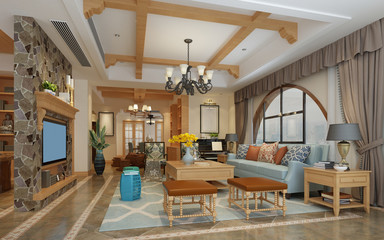 3d render of neo classic living room
