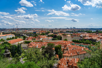 Aerial view of Prague Czech Republic from Castle.