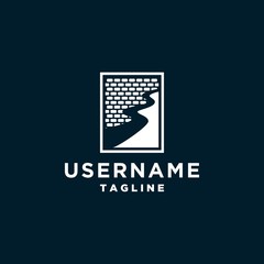 river and brick logo design inspiration . brick road logo template . business logo design inspiration