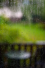 Rain drops on window. Autumn, fall illustration. Rainy weather.