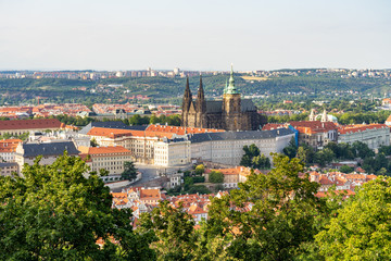 Naklejka premium Aerial view of Prague Czech Republic from Petrin Hill observation Tower.