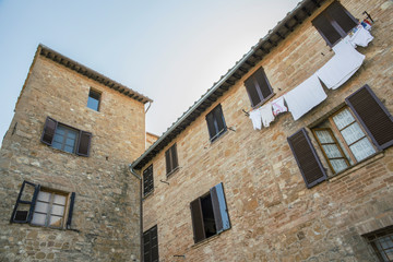 Detail of a building of a typical masonry of the Renaissance period.