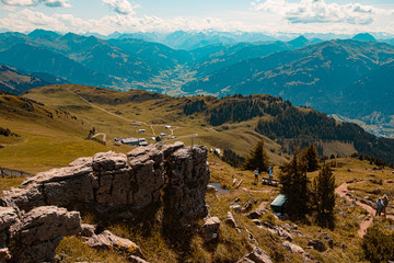 Beautiful alpine view at the famous Kitzbüheler Horn, Kitzbühel, Tyrol, Austria
