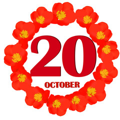 October 20 icon. For planning important day. Banner for holidays and special days. Illustration.