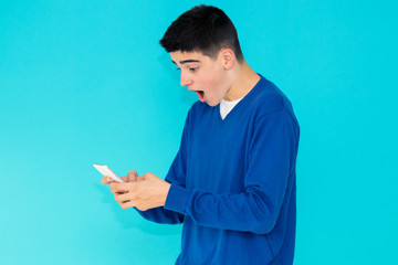 teenage man isolated on color background