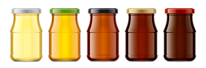 Set of Glass Jar with Honey. 