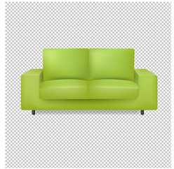 Green Sofa Isolated Transparent Background