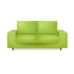 Green Sofa Isolated White Background