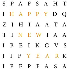 Sign Happy New Year on letters abstract background. Card, banner, poster. Vector EPS 10