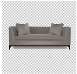 Grey Sofa Bed With Isolated Transparent Background