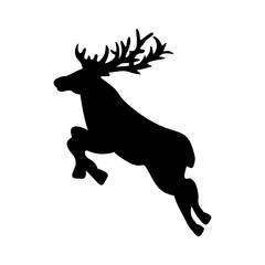Silhouette deer. Happy Merry Christmas. Vector illustration