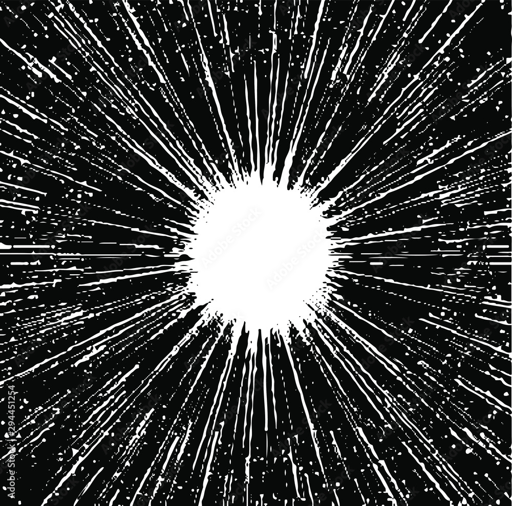 Poster circular starburst explosion texture. distressed uneven grunge background. abstract vector illustrat