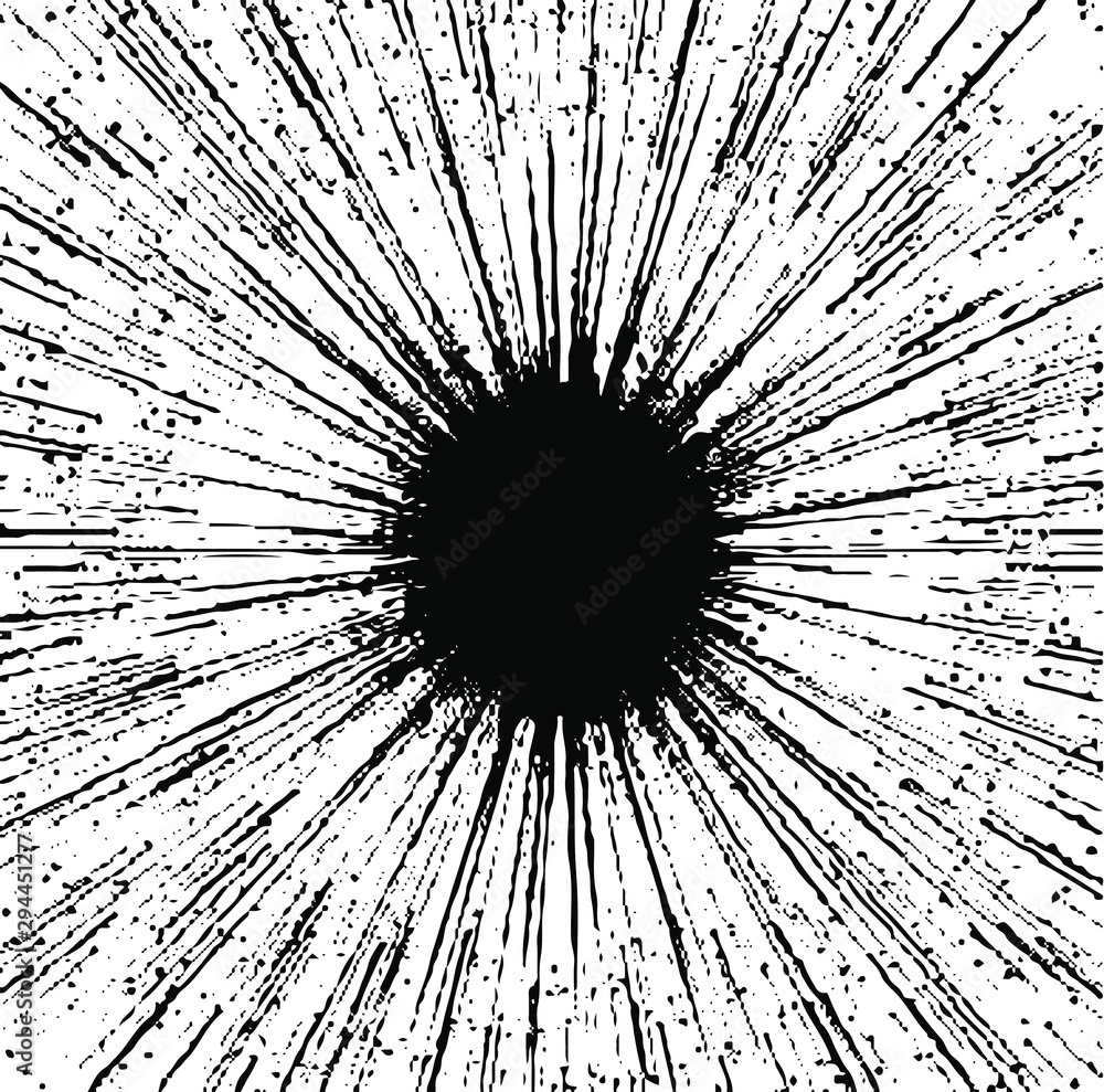 Poster circular starburst explosion texture. distressed uneven grunge background. abstract vector illustrat