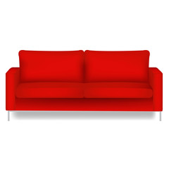 Red Sofa Isolated White Background