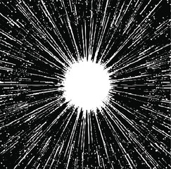 Circular starburst explosion texture. Distressed uneven grunge background. Abstract vector illustration. Overlay to create interesting effect and depth. Isolated on white background.